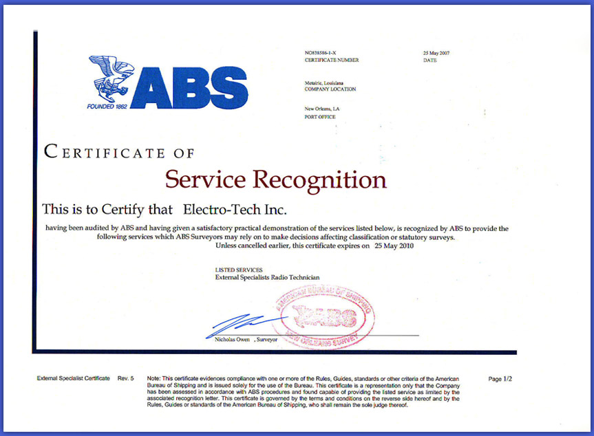 ABS Certificate