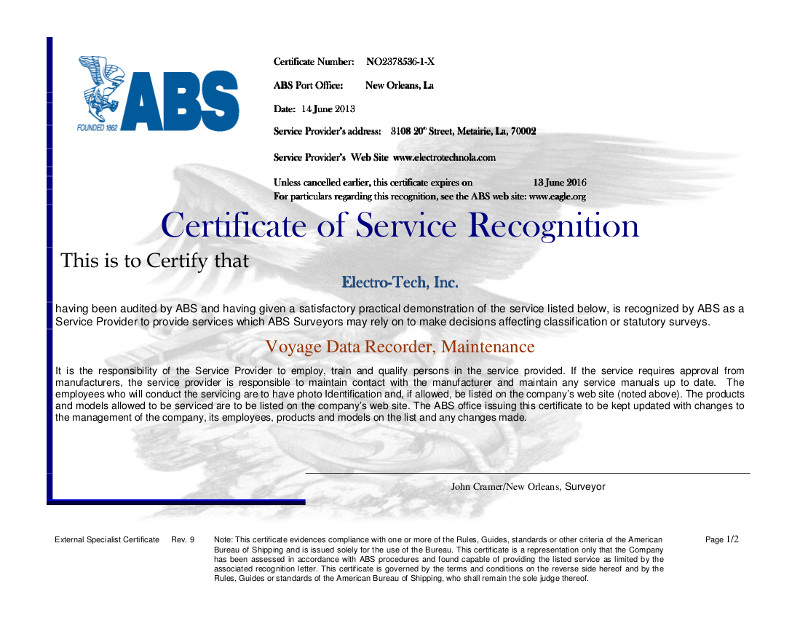 ABS Certificate